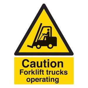 Caution Forklift Trucks Operating - Portrait