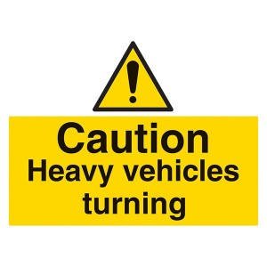 Caution Heavy Vehicles Turning - Landscape - Large