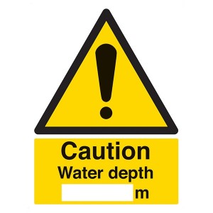 Caution Water Depth - Portrait