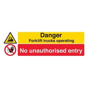 Danger Forklift Trucks Operating / No Unauthorised Entry - Landscape