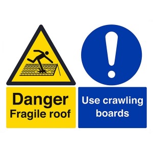 Danger Fragile Roof / Crawling Boards -  Landscape - Large