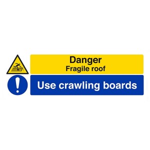 Danger Fragile Roof / Use Crawling Boards - Landscape