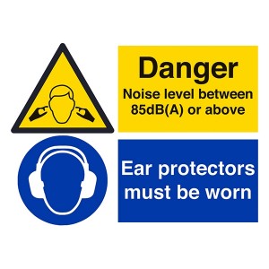 Danger Noise Level Between 85dB(A) Or Above / Ear Protectors Must Be Worn - Landscape - Large