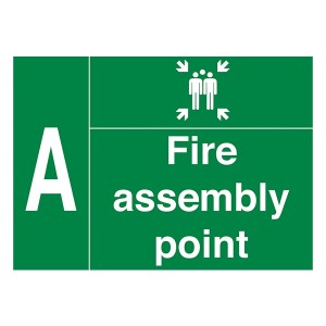 Fire Assembly Point - With Family And Letter A - Landscape - Large