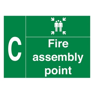 Fire Assembly Point - With Family And Letter C - Landscape - Large