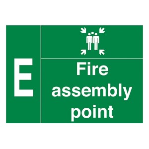 Fire Assembly Point - With Family And Letter E - Landscape - Large