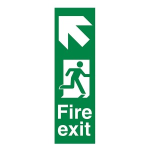 Fire Exit Arrow Up Left - Portrait