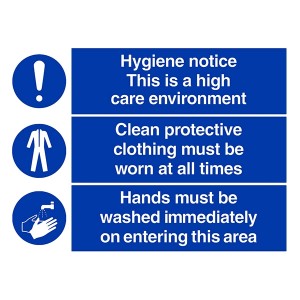 Hygiene Notice / Protective Clothing / Hands Must Be Washed - Landscape - Large