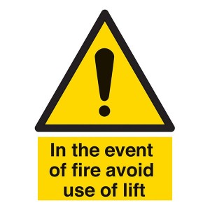 In The Event Of Fire Avoid Use Of Lift - Portrait