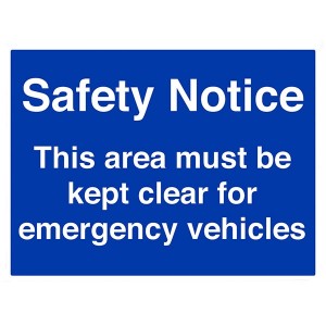 Safety Notice: This Area Must Be Kept Clear For Emergency Vehicles - Landscape - Large