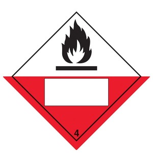 Spontaneously Combustible 4 UN Substance Numbering - Diamond - Square