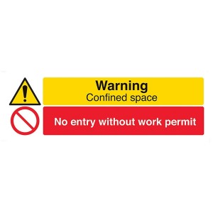 Warning Confined Space / No Entry Without Work Permit  - Landscape
