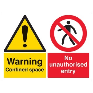 Warning Confined Space / No Unauthorised Entry - Landscape - Large
