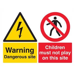 Warning Dangerous Site / Children Must Not Play On This Site - Landscape - Large