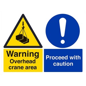 Warning Overhead Crane Area / Proceed With Caution - Landscape - Large