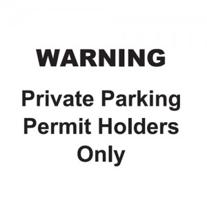 Warning - Private Parking / Permit Holders Only - Landscape - Large