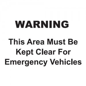 Warning - This Area Must Be Kept Clear For Emergency Vehicles - Landscape - Large