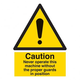 Caution Never Operate Machine Without Proper Guards In Position - Portrait