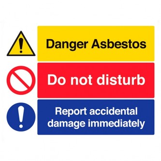 Danger Asbestos / Do Not Disturb / Report Accidental Damage Immediately - Landscape - Large