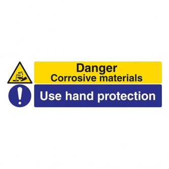 Danger Corrosive Materials / Use Hand Protection - Landscape