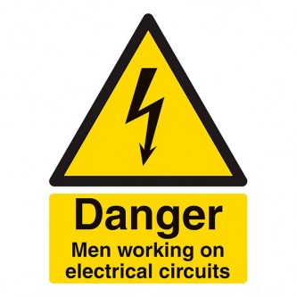 Danger Men Working On Electrical Circuits - Portrait