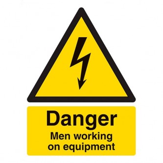 Danger Men Working On Equipment - Portrait
