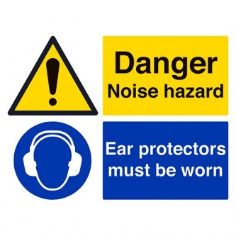 Danger Noise Hazard / Ear Protectors - Landscape - Large