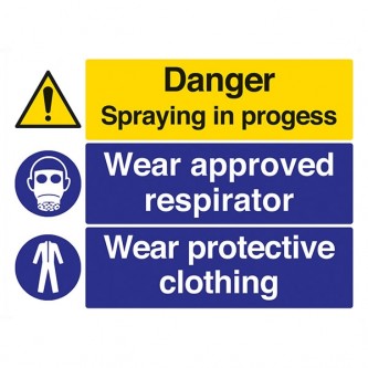 Danger Spraying In Progress / Wear Approved Respirator / Wear Protective Clothing - Landscape - Large