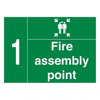 Fire Assembly Point - With Family And Number 1 - Landscape - Large
