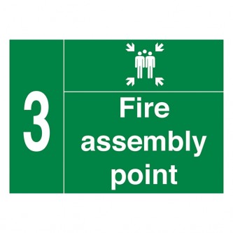 Fire Assembly Point - With Family And Number 3 - Landscape - Large