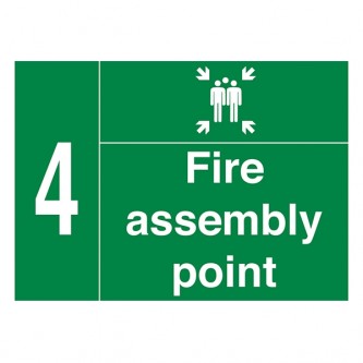 Fire Assembly Point - With Family And Number 4 - Landscape - Large