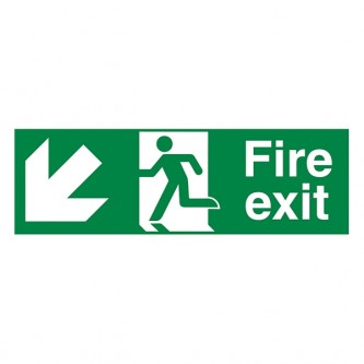 Fire Exit Arrow Down Left - Landscape