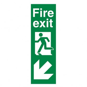 Fire Exit Arrow Down Left - Portrait