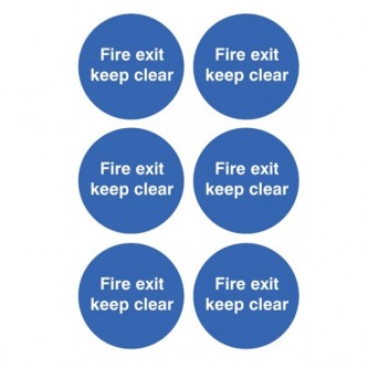 Fire Exit Keep Clear Stickers - Circular