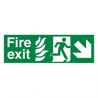 NHS Fire Exit Man Right Arrow Down Right - Landscape
