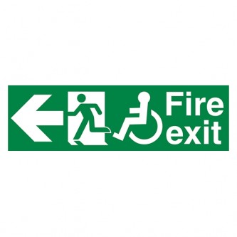 Fire Exit Wheel Chair Man Left Arrow Left - Landscape