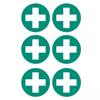 First Aid Cross Stickers - Circular