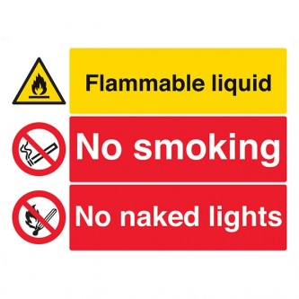 Flammable Liquid / No Smoking / No Naked Lights - Landscape - Large
