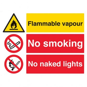 Flammable Vapour / No Smoking / No Naked Lights - Landscape - Large