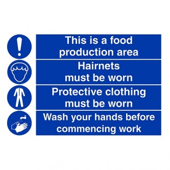 Food Production Area / Hairnets / Protective Clothing /  Wash Hands - Landscape - Large