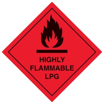 Highly Flammable LPG - Red - Diamond - Square