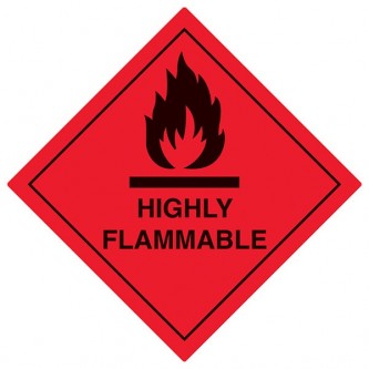 Highly Flammable Symbol - Red - Diamond - Square