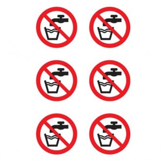 Not Drinking Water Symbol Stickers - Circular