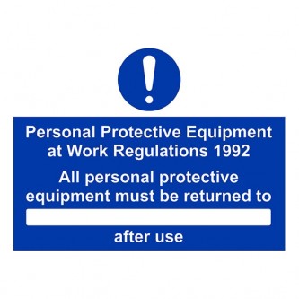 PPE Work Regulations - All Persons PPE Must Be Returned To After Use - Landscape - Large