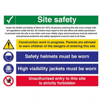 Site Safety - Work In Progress / Safety Helmets / High Visibility / Unauthorised Entry - Landscape - Large