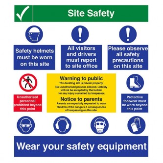 Site Safety - Safety Helmets / Must Report / Safety Precautions / Equipment - Portrait