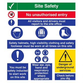 Site Safety - Unauthorised Entry / All Visitors Report / Safety Inducted / Check Before Dig - Portrait