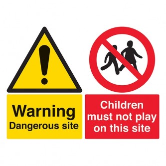 Warning Dangerous Site / Children Must Not Play On This Site - Landscape - Large