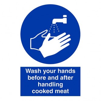Wash Your Hands Before and After Handling Cooked Meat - Portrait
